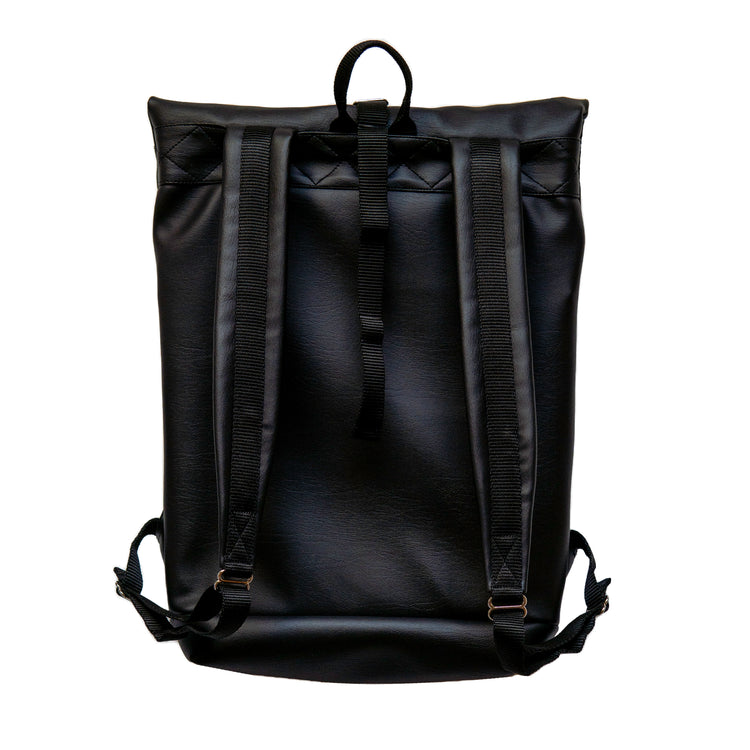 black faux leather backpack h&amp H.ELIX Black rolltop backpack